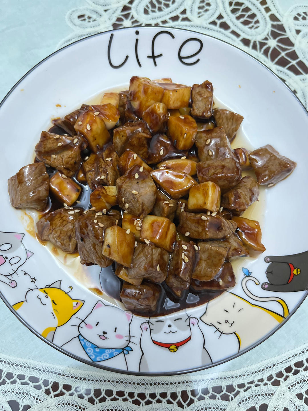 黑椒杏鲍菇牛肉粒