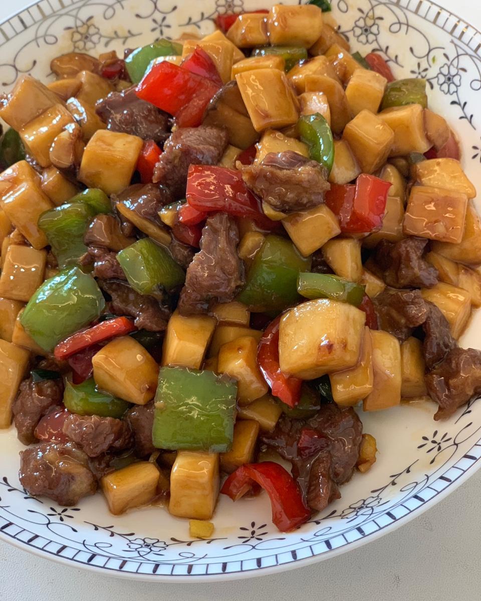 家常菜~杏鲍菇烧牛肉粒