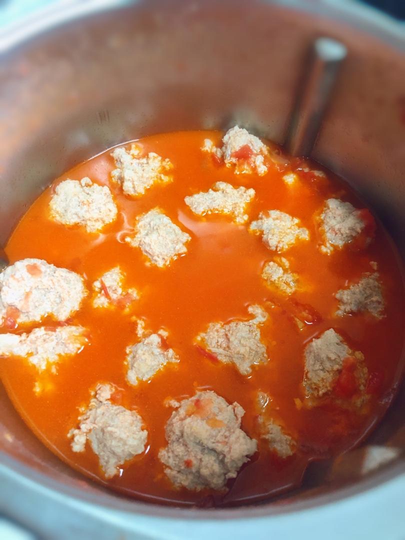 番茄丸子汤（绞肉方法）