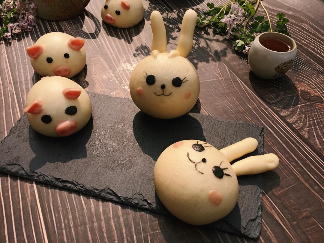 超可爱小兔子卡通造型馒头