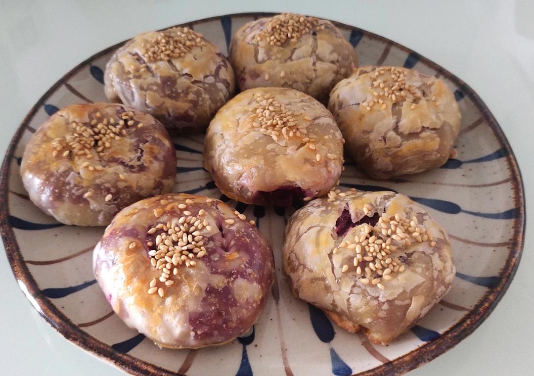 ✨无需揉面❗️咬一口酥到掉渣的紫薯饼