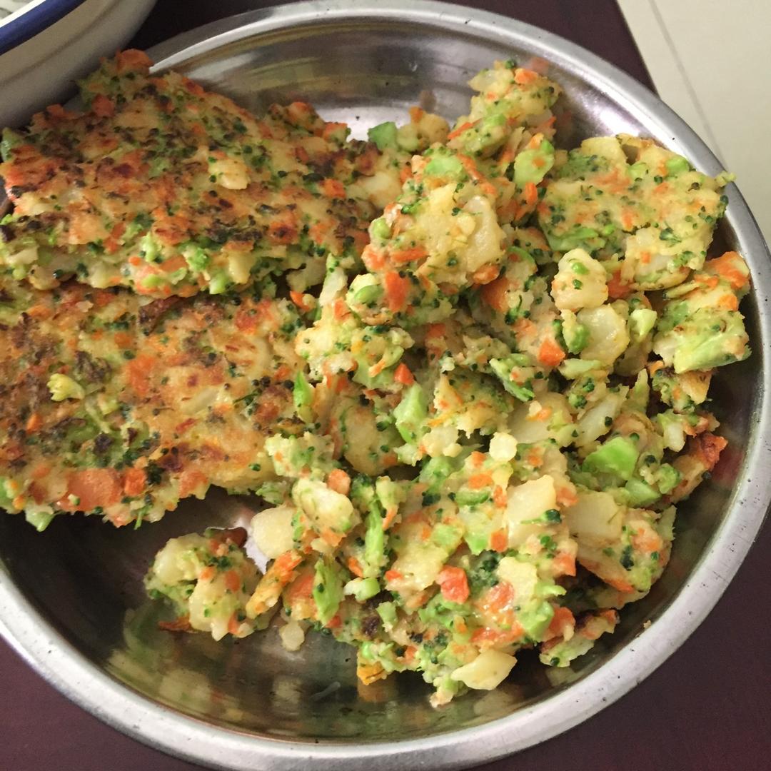 宝宝辅食：西兰花土豆饼—宝宝不爱吃蔬菜，试试缤纷蔬菜饼12M+