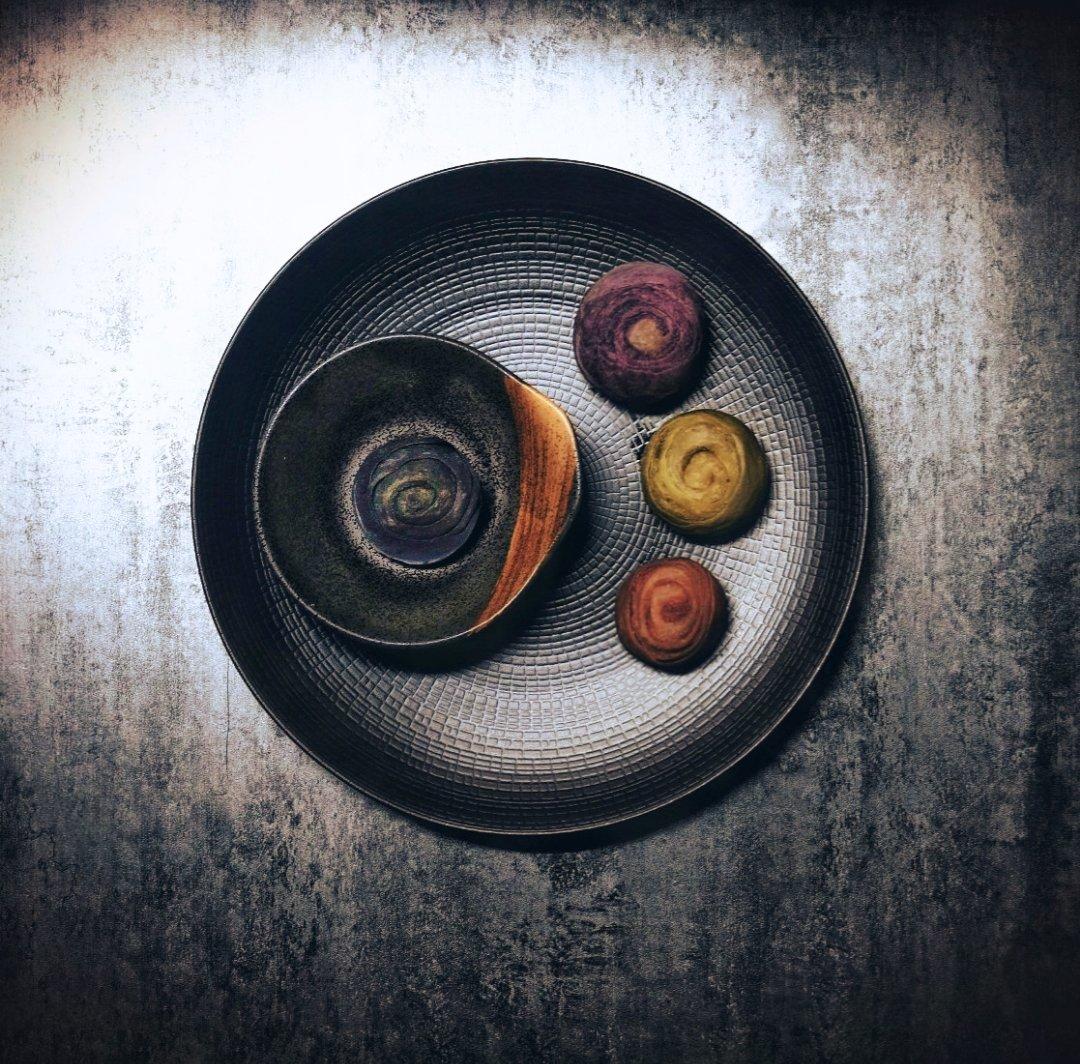 蛋黄酥~紫薯、抹茶、原味~花好月圆，中秋快乐~内附一次做六色蛋黄酥方法~