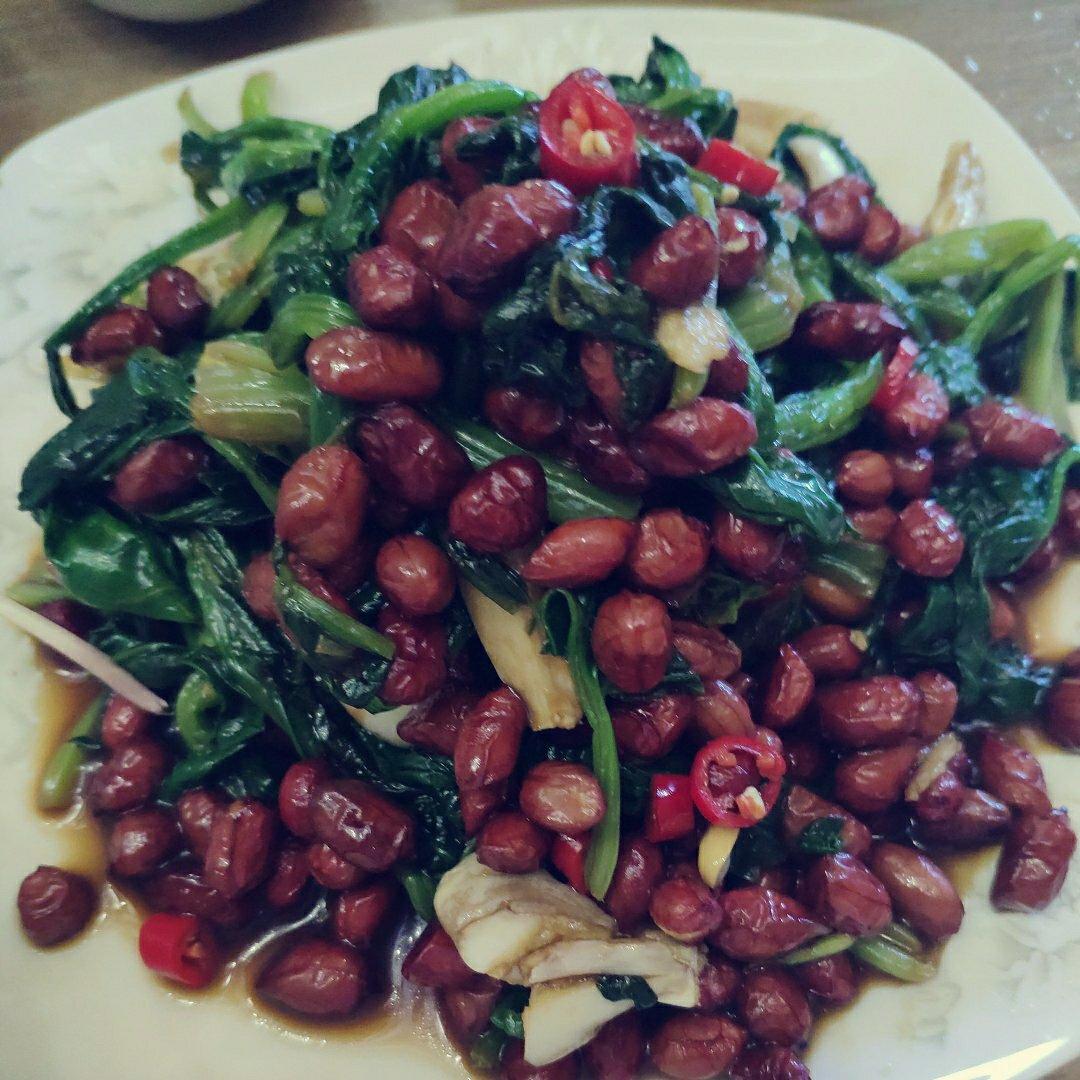 凉拌陈醋菠菜花生米（东北版）