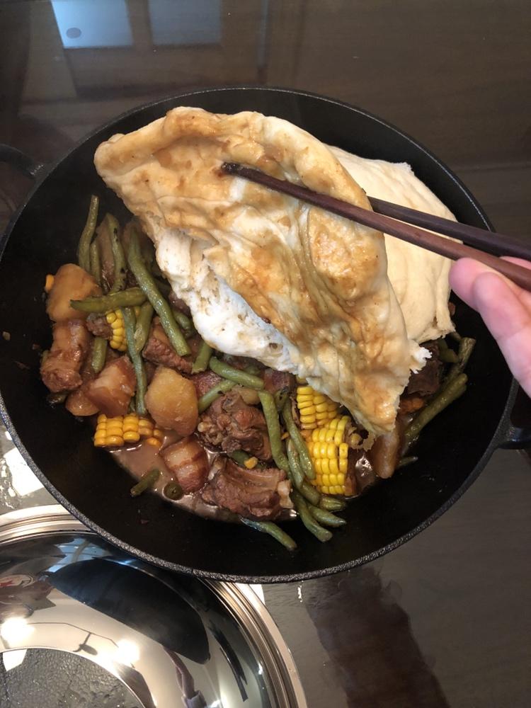 排骨炖豆角烀饼的做法