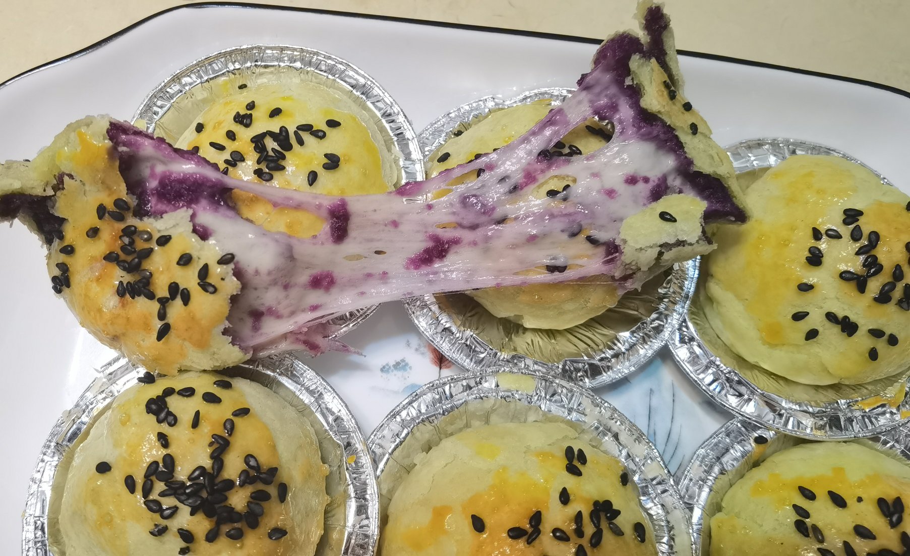 简单快手的低糖紫薯仙豆糕-烤箱版