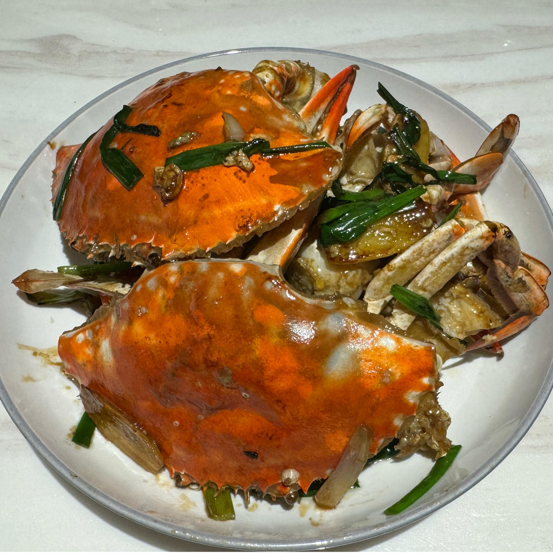 粤式姜葱炒花蟹