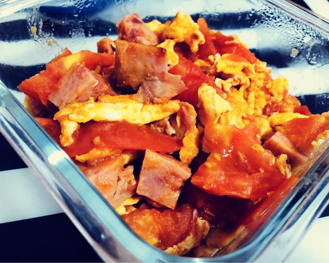 简单的带饭盒饭菜谱-西红柿鸡蛋火腿
