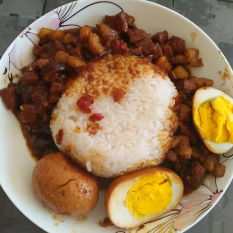洋葱酥卤肉饭