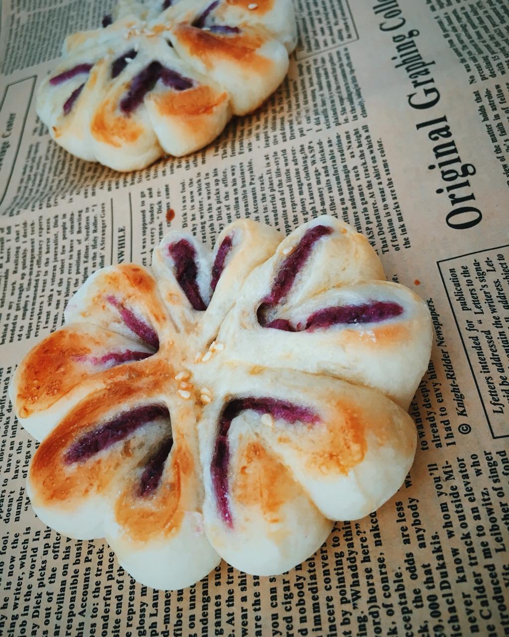 花形紫薯面包
