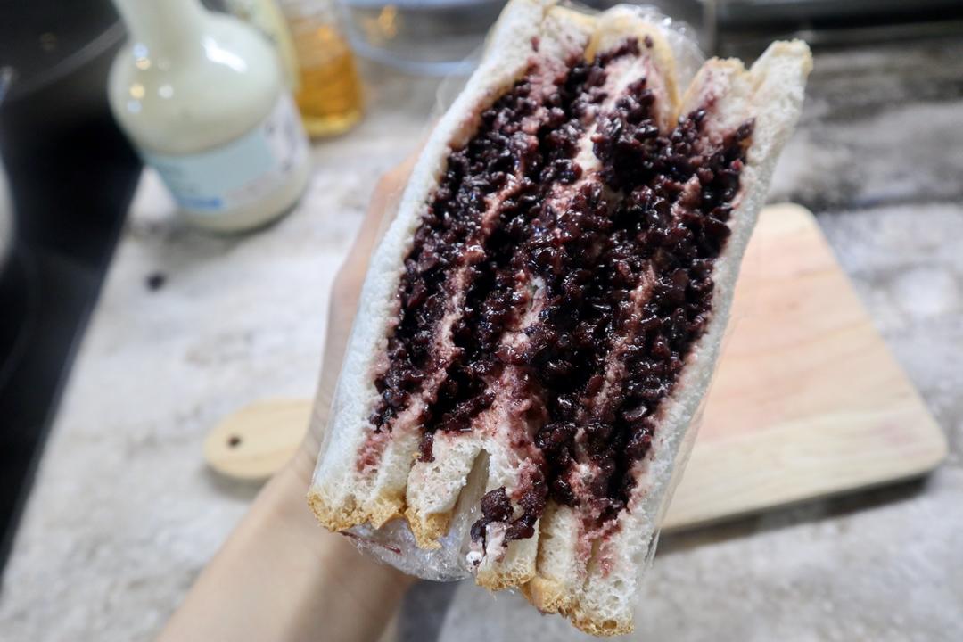 低卡版网红紫米面包/紫米乳酪三明治（附自制炼乳做法） ｜#Healthybreakfast#