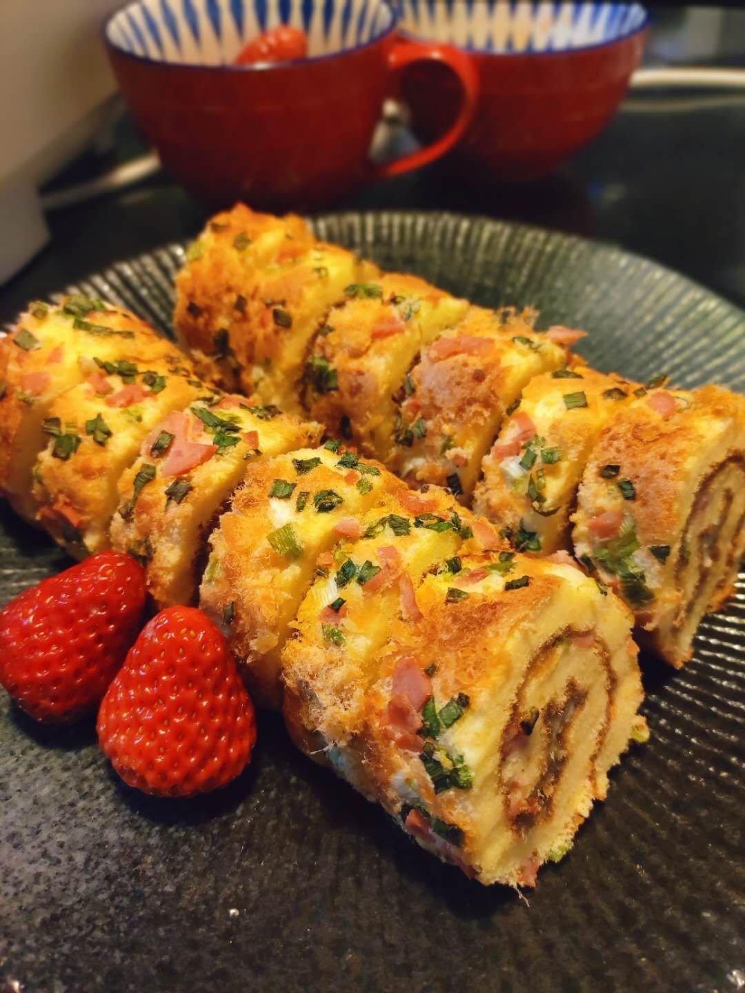 香葱肉松肥蛋糕卷～