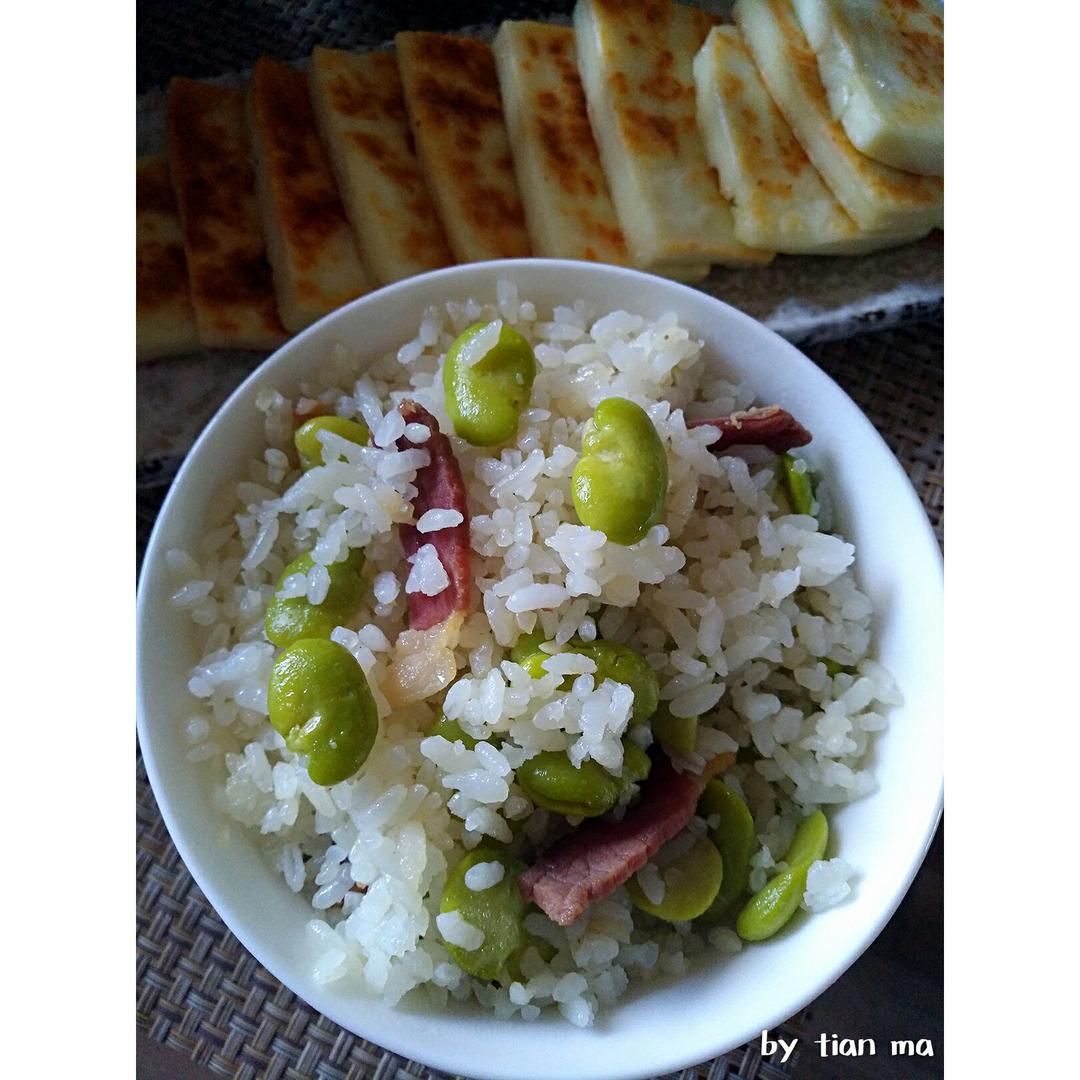 三友甜妈做的青蚕豆云腿焖饭电饭煲简易版