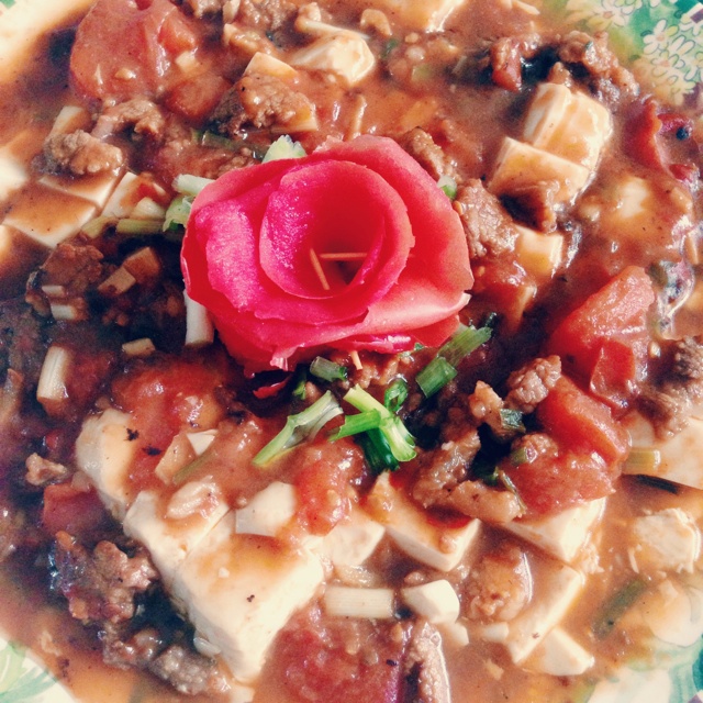 番茄牛肉沫烧豆腐