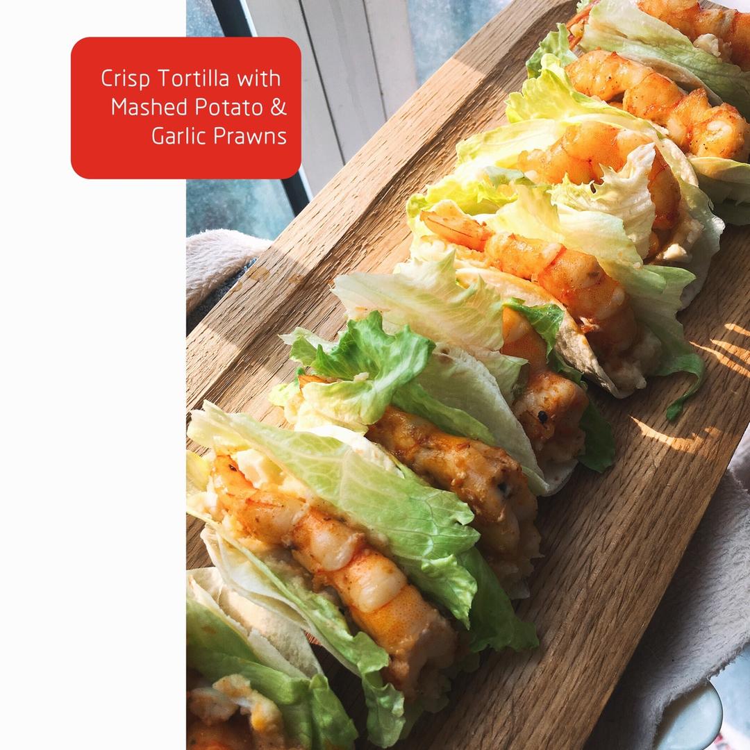 圣诞Party开胃小食：土豆泥蒜煎虾仁迷你Taco