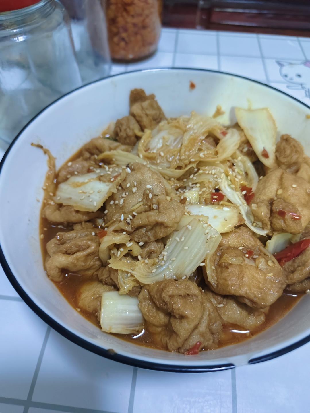 娃娃菜焖豆泡巨下饭！