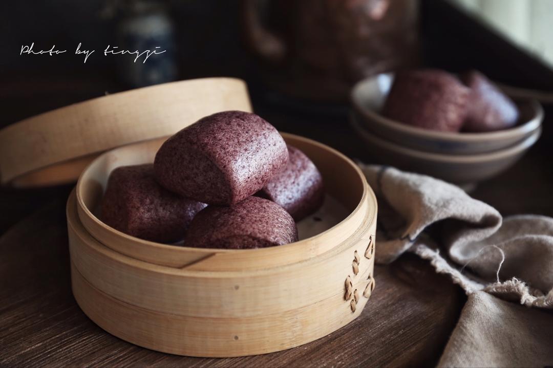 汤种黑米馒头