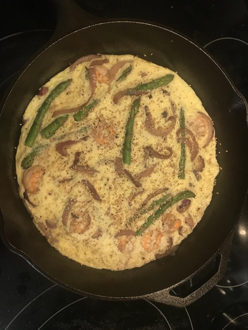 芦笋虾仁早餐蛋饼