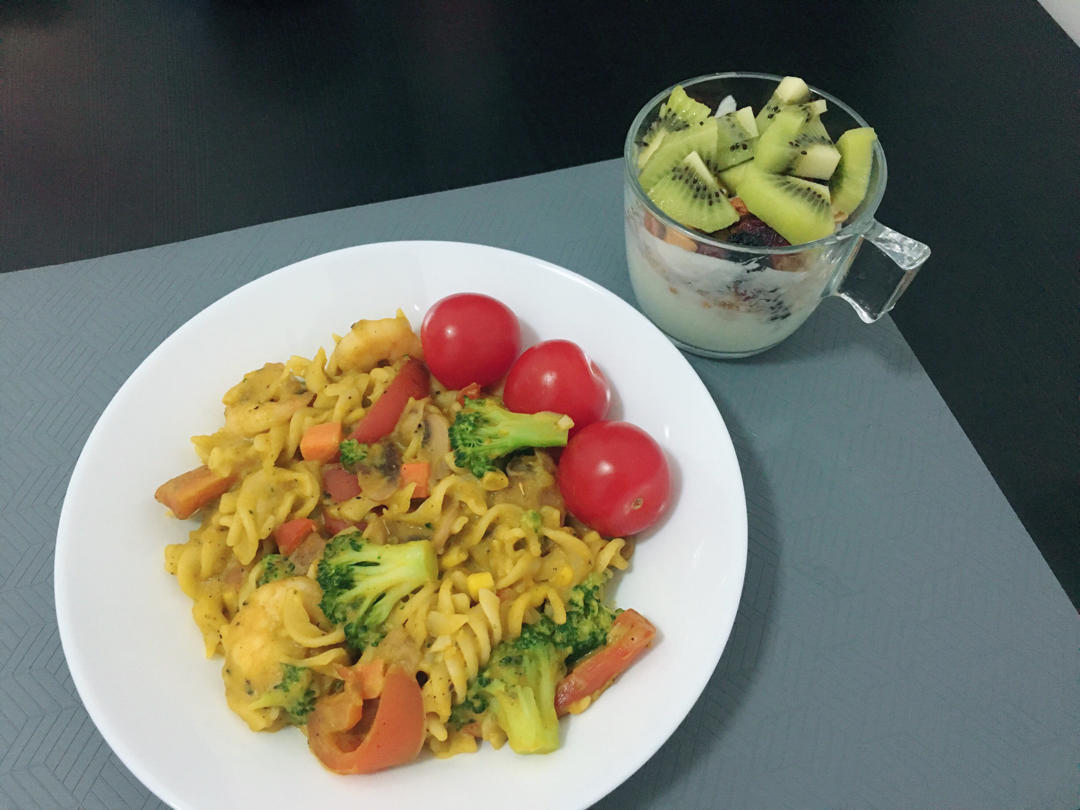 ⚠️低脂高蛋白🥚奶香浓香    🍝南瓜虾仁意面🍝