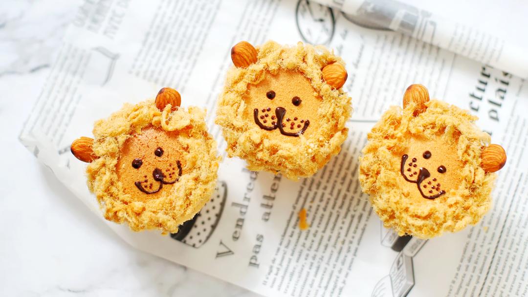 芋圆肉松狮子纸杯蛋糕的做法