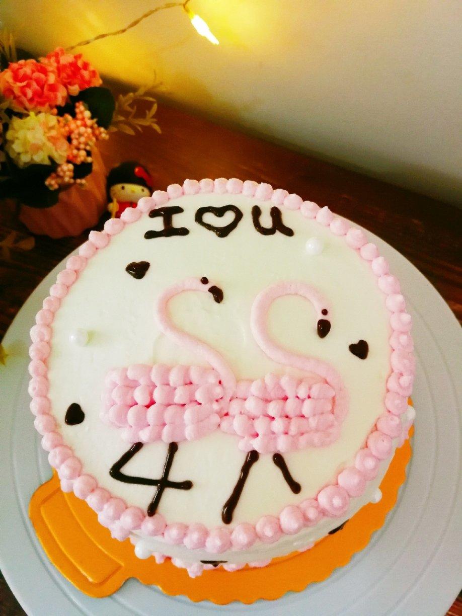 粉色火烈鸟奶油蛋糕