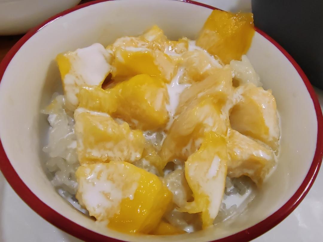 简单不输餐厅❗软糯香甜🥥椰汁芒果糯米饭