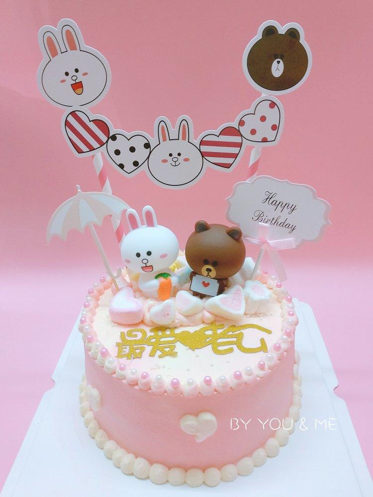 少女心布朗熊可妮兔马卡龙色可爱晕色蛋糕