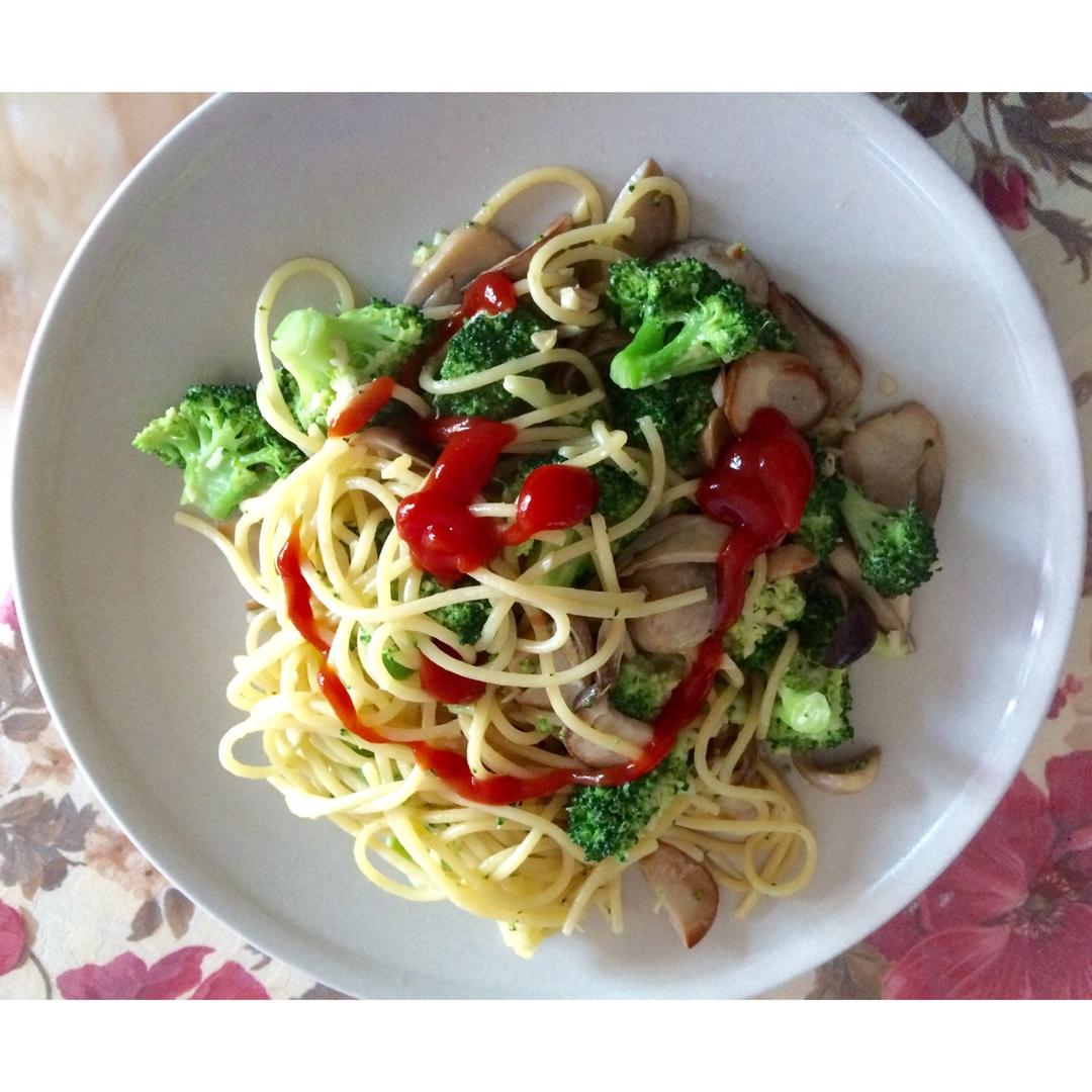 白蘑菇奶油培根意面