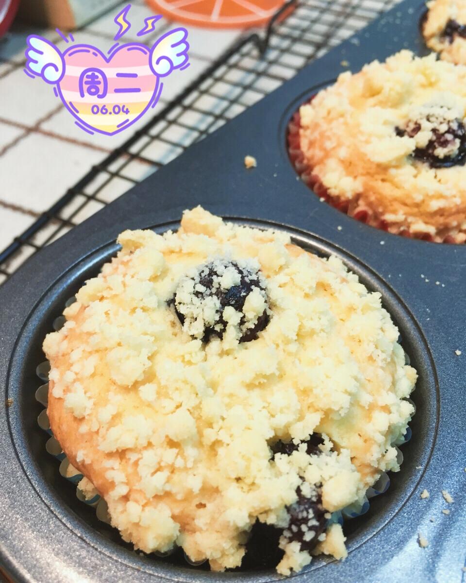 10分钟搞定的蓝莓麦芬，顶着大大的蘑菇头~