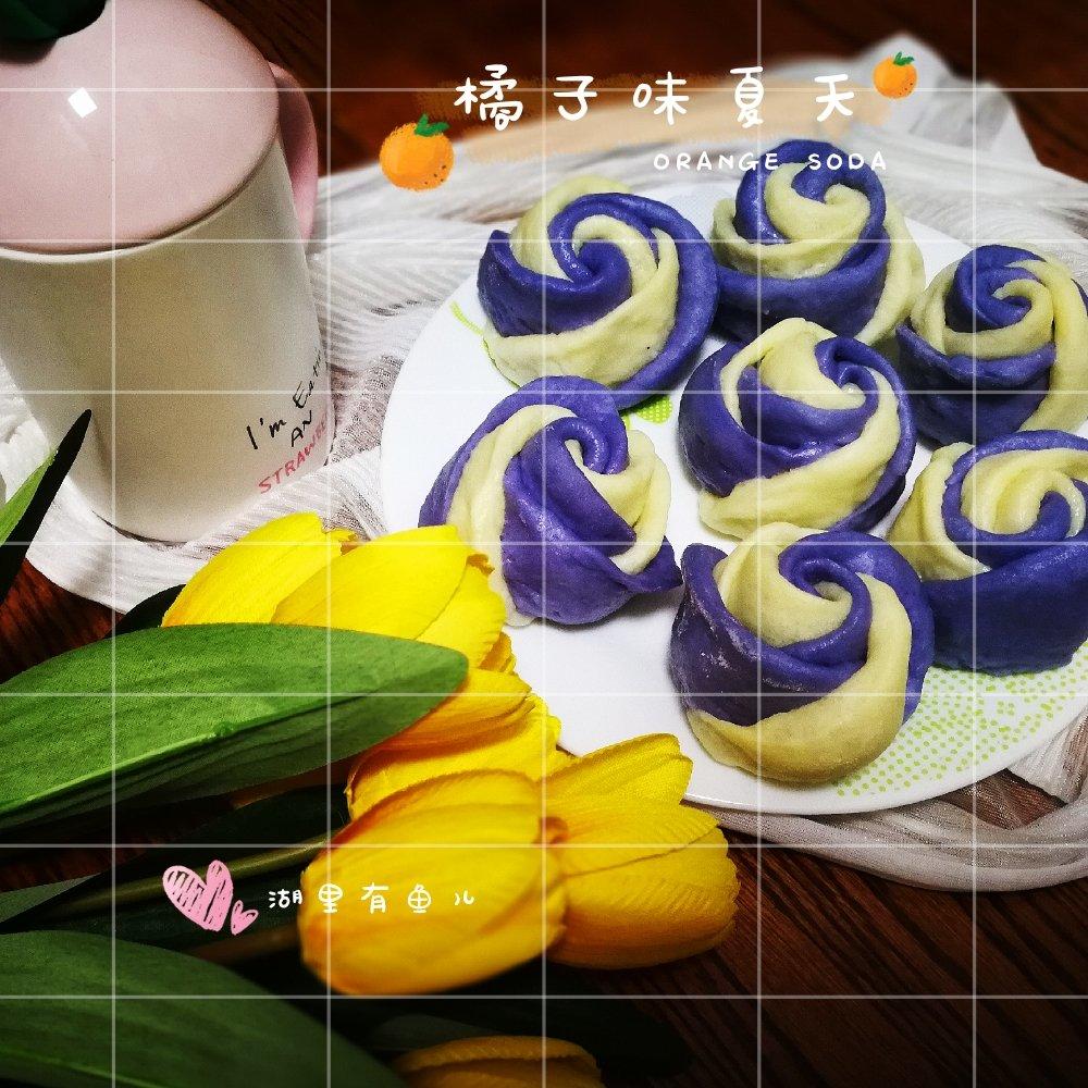 蓝色妖姬双色花卷