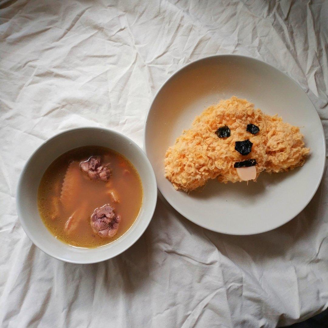 哄娃人气早餐【咸蛋黄肉松饭团】泰迪版-每天都是六一节
