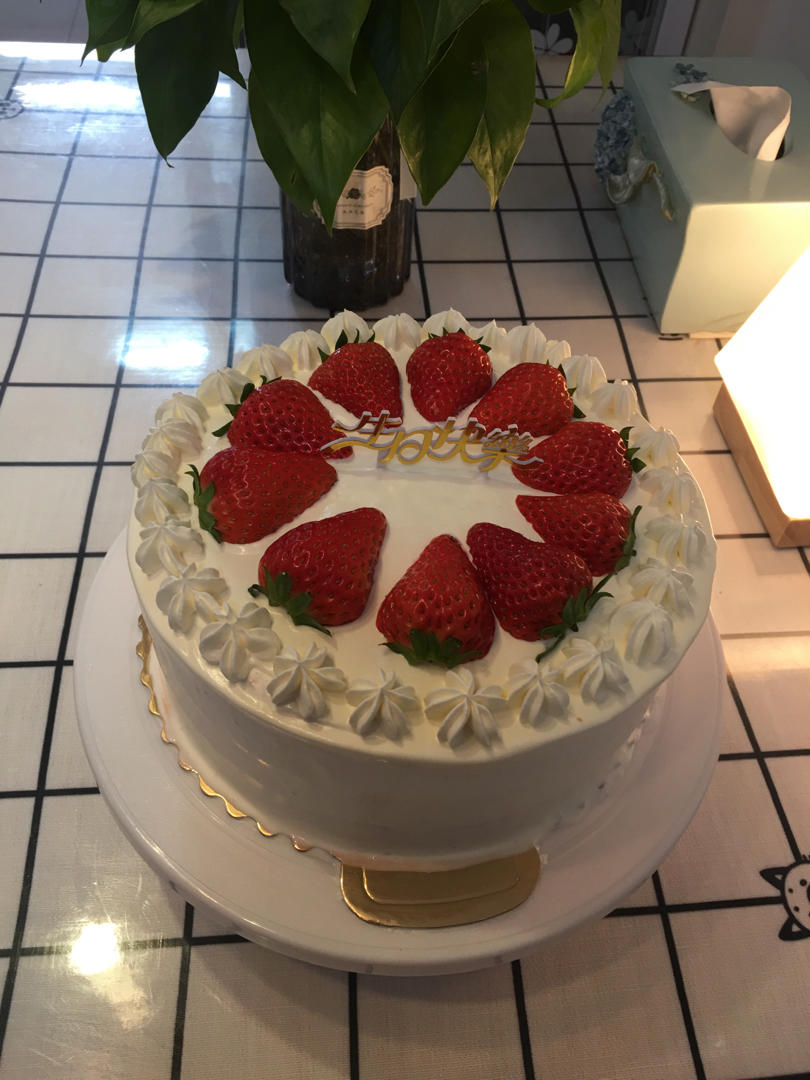 绿野仙踪hy做的简约8寸草莓生日蛋糕