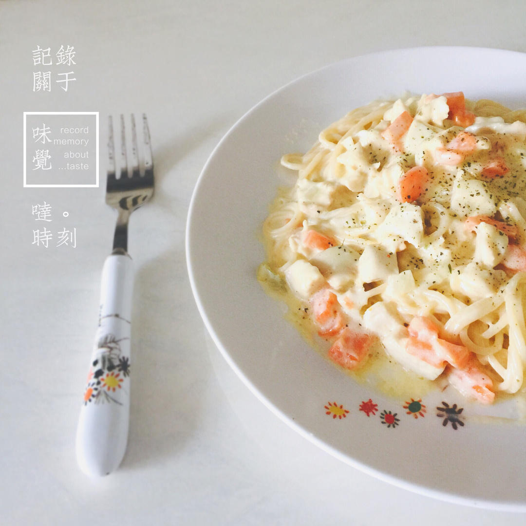 白汁蘑菇培根意粉
