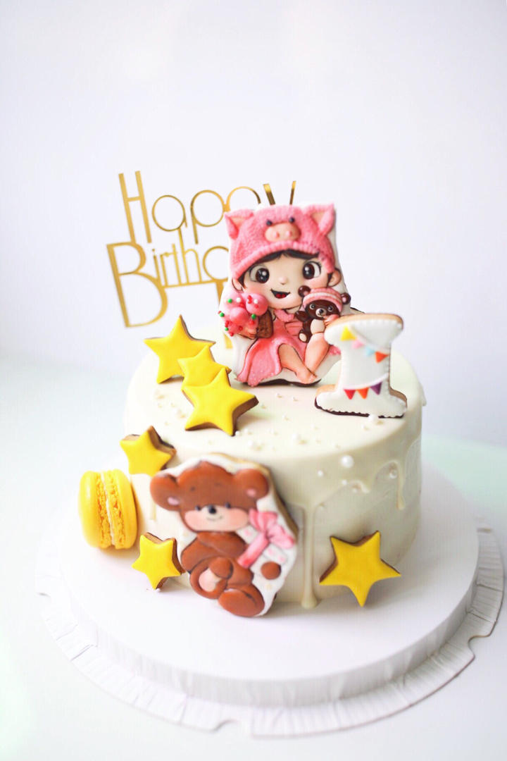 萌萌萌做的糖霜饼干装饰蛋糕