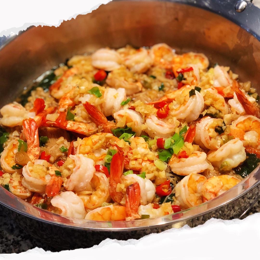 粤式海鲜蒸菜（蛤蜊、老虎虾）