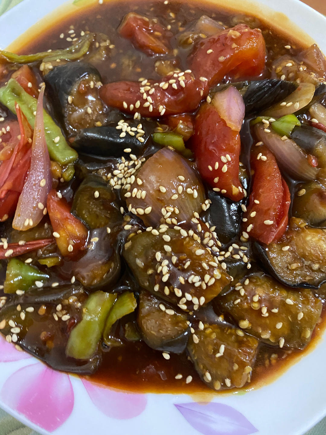 5分钟快手下饭菜#番茄炒茄子🍅番茄家族