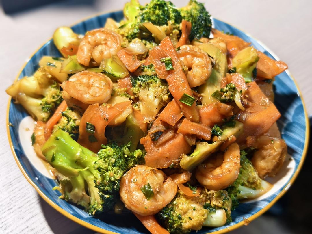 减肥去脂的西兰花炒虾仁
