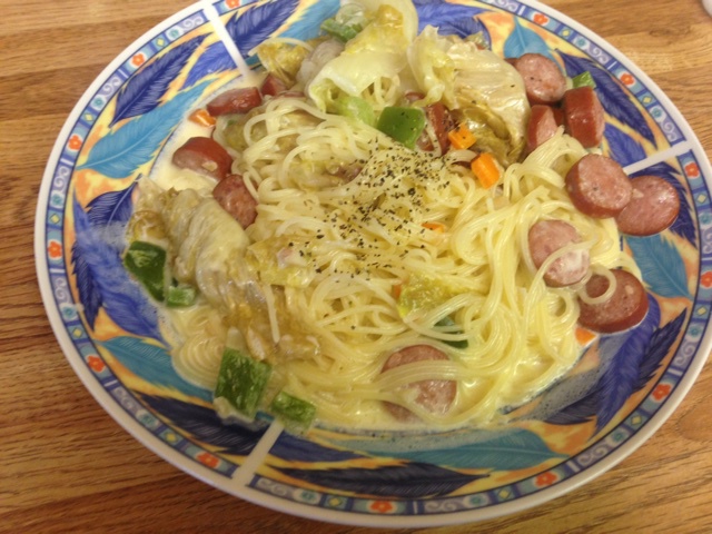 白蘑菇奶油培根意面