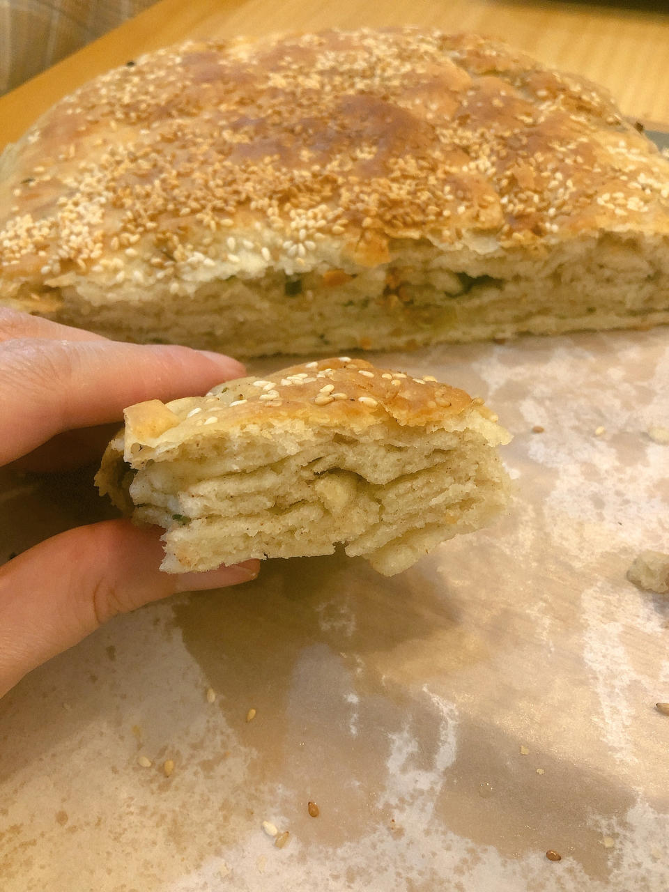 葱油千层发面饼