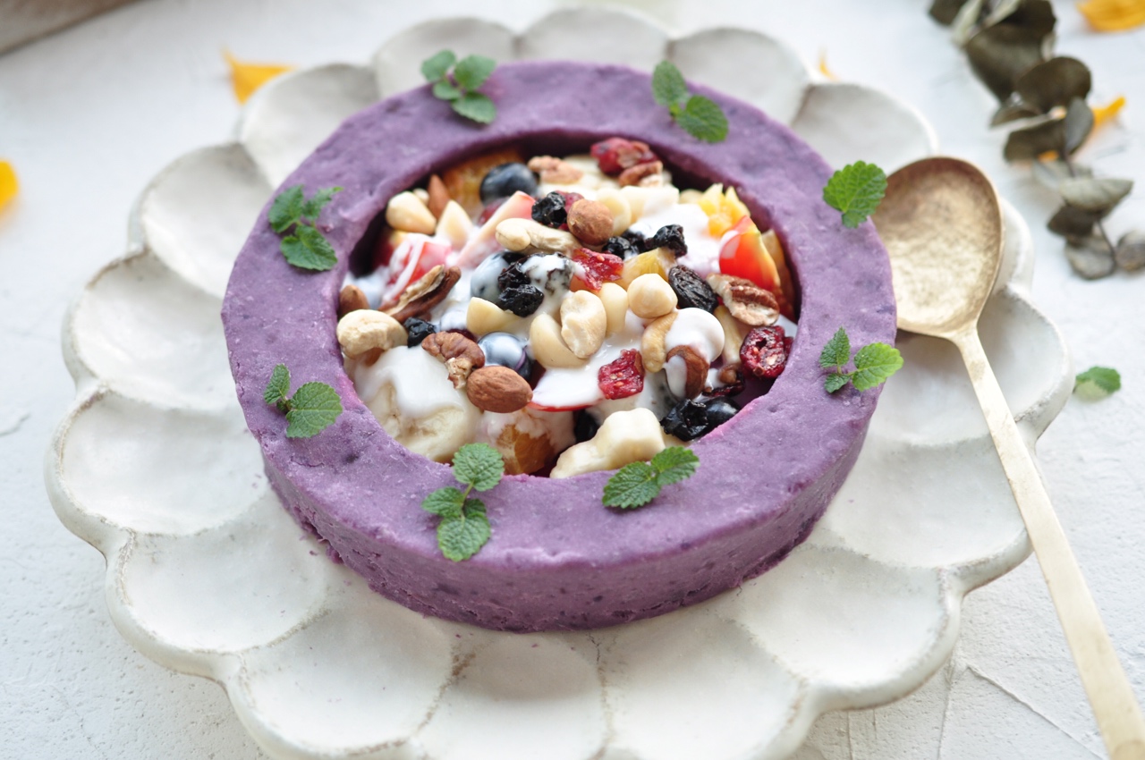 酸奶淋缤纷水果紫薯环的做法 步骤12