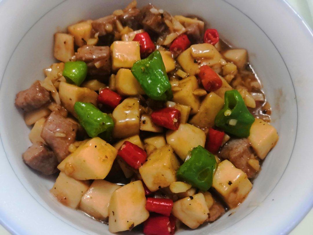 家常菜~杏鲍菇烧牛肉粒