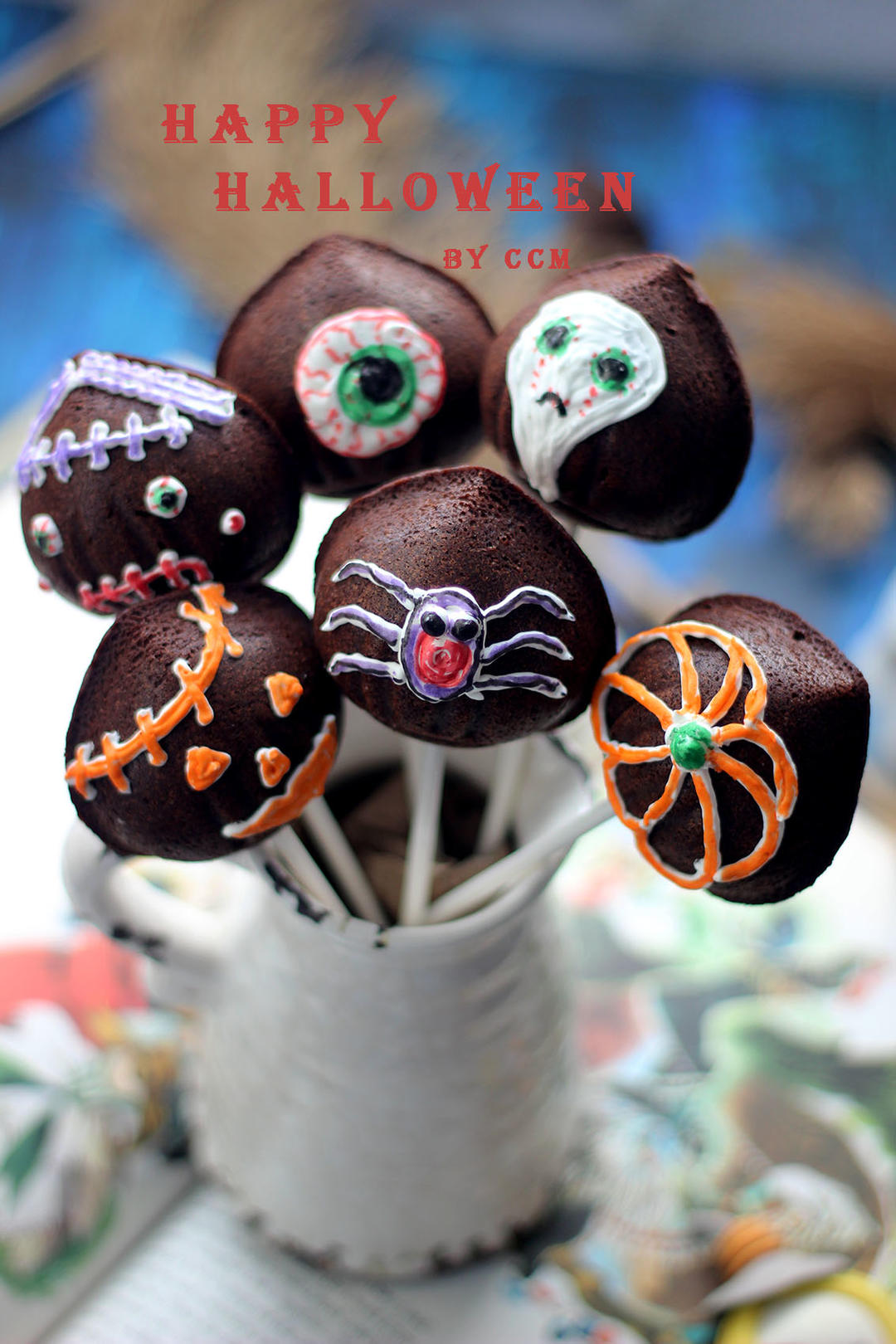 一口一个，万圣节搞怪，栗子小鬼棒棒糖蛋糕