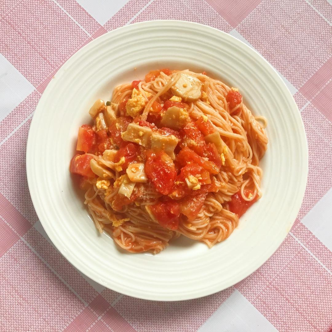 特浓番茄焖虾仁蛋蛋碎虾子面【健康一锅端】