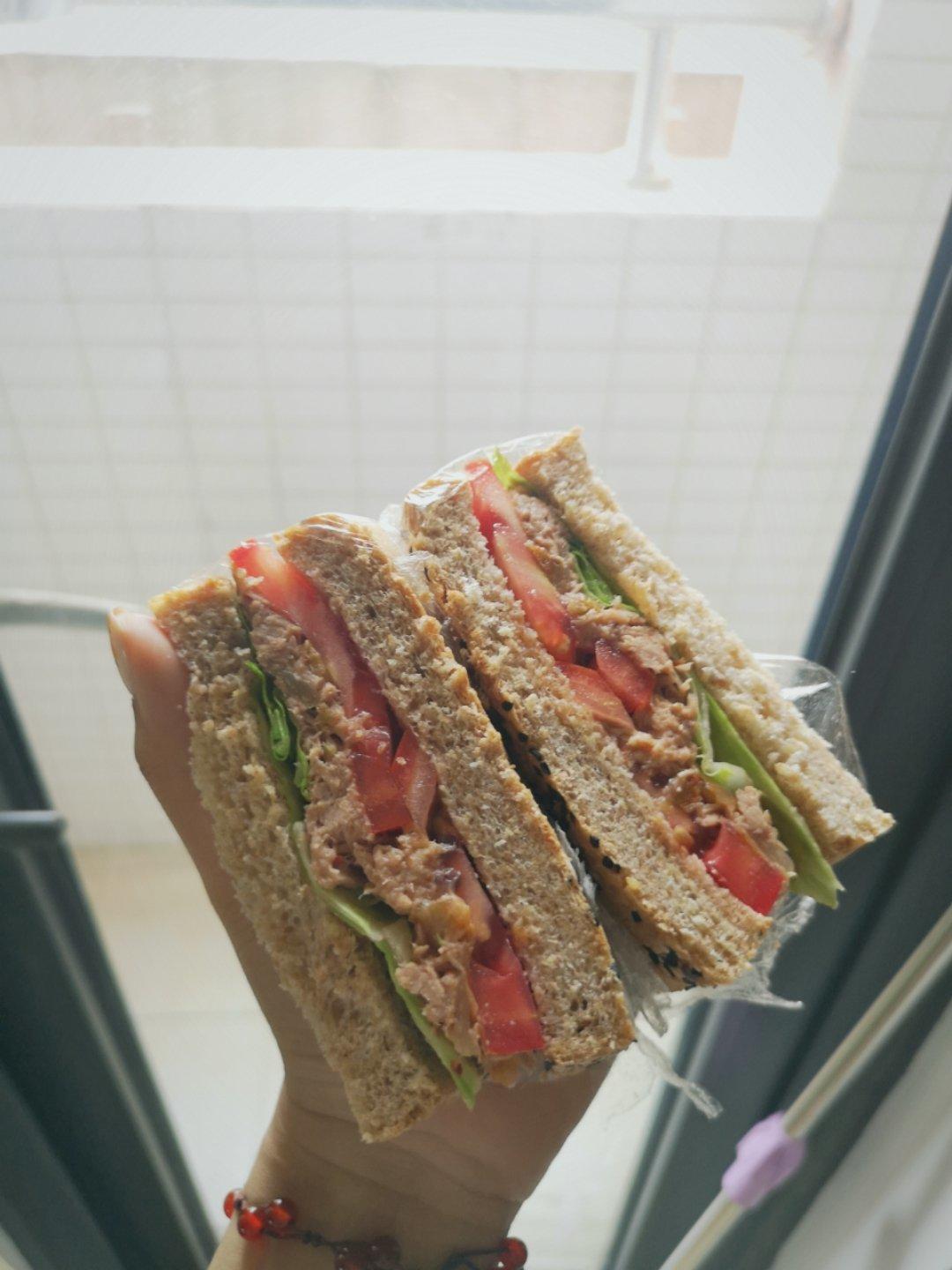 减脂早餐—全麦辣白菜金枪鱼三明治🥪