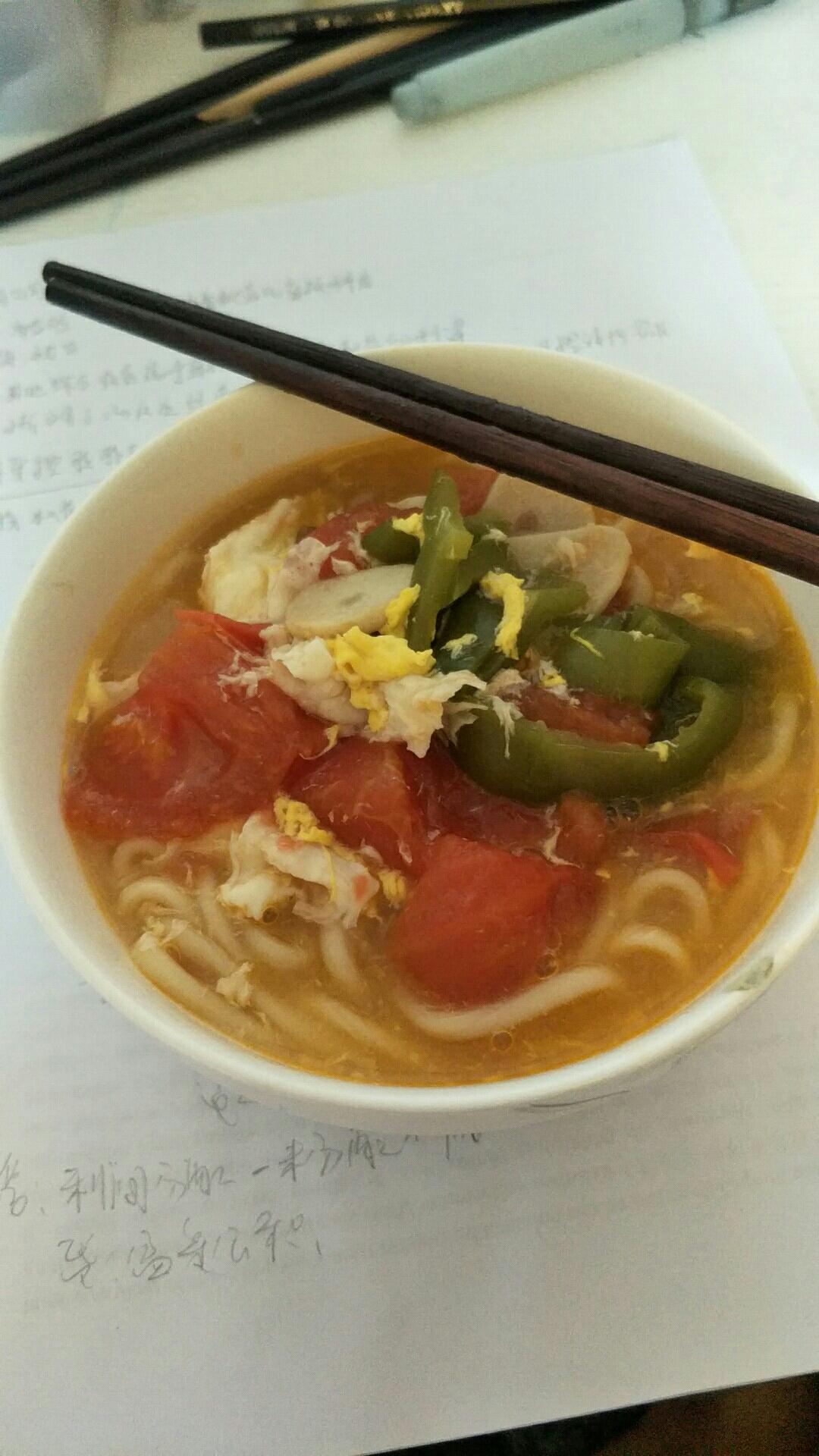 番茄鸡蛋老汤面的做法