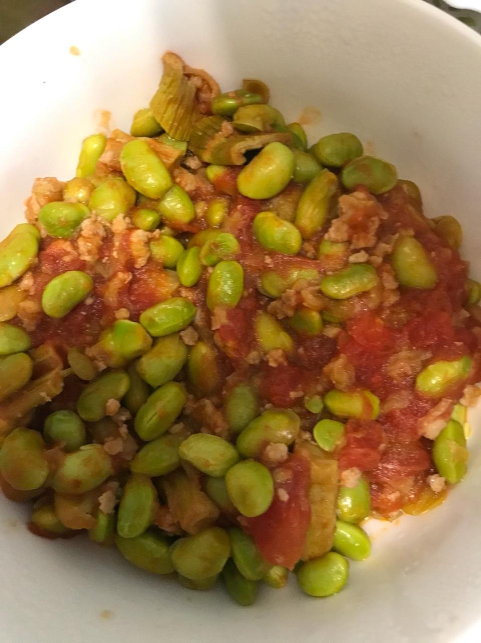 肉末番茄烧毛豆