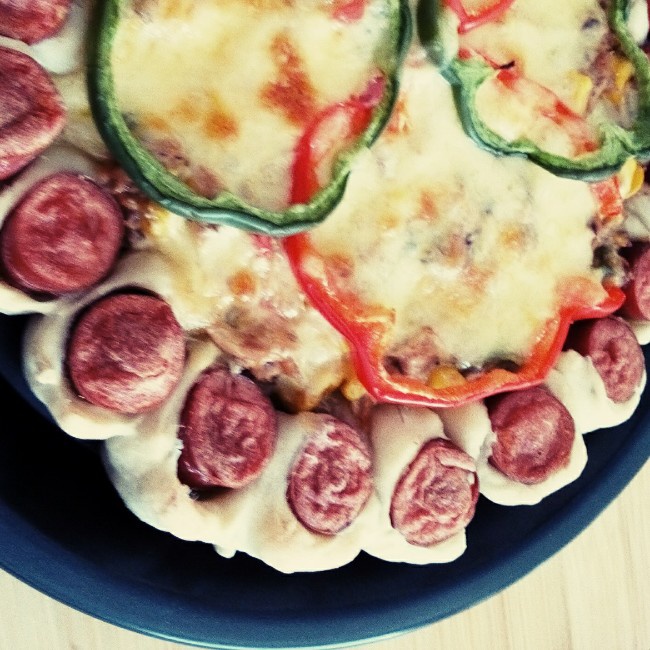 蘑菇火腿心花边比萨