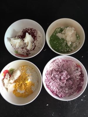 和彩虹一样美腻的彩色紫薯蛋黄酥~~附紫薯馅的做法的做法 步骤15