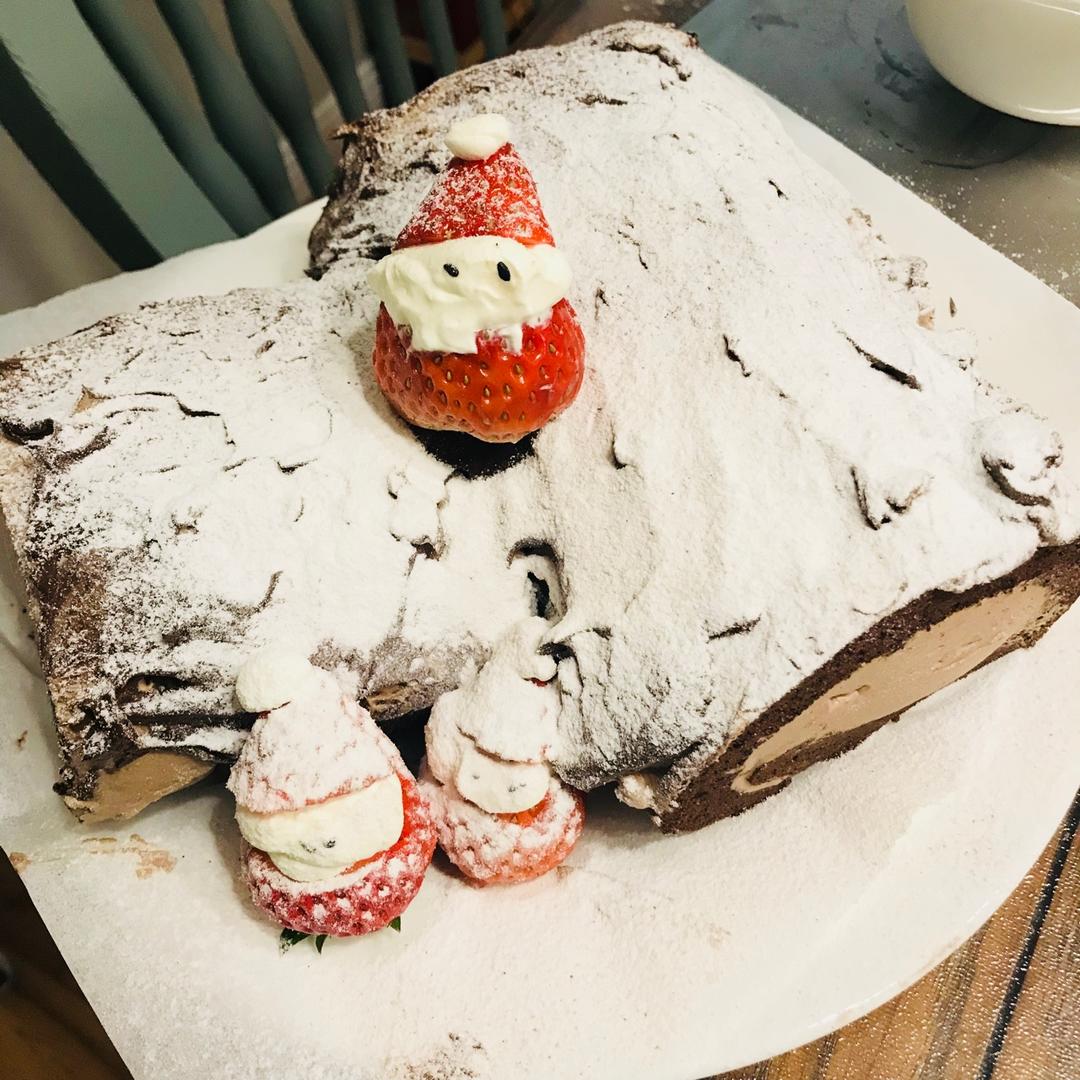 超好吃的圣诞节树干蛋糕叫树桩蛋糕也可哈