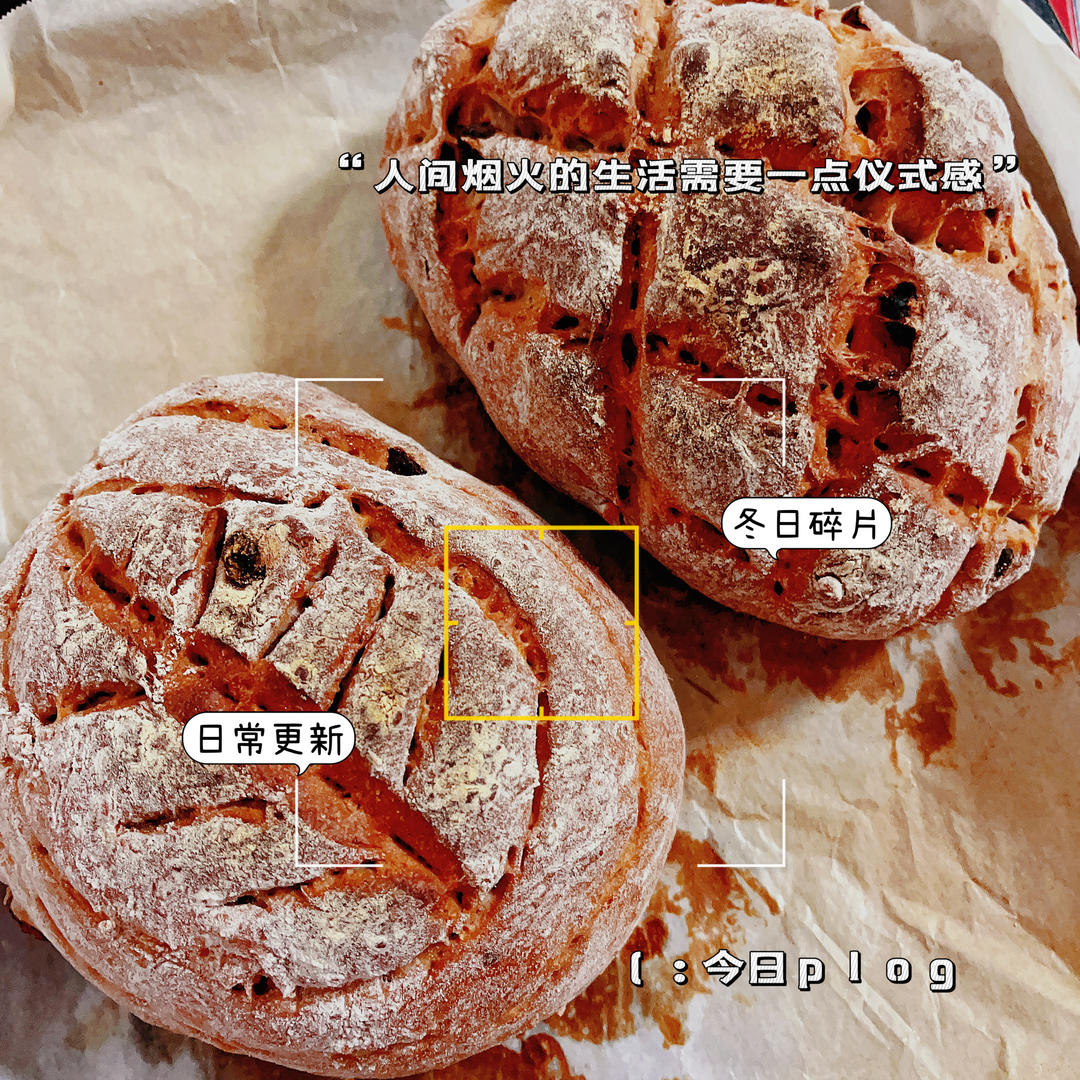 全麦蔓越莓核桃软欧包
